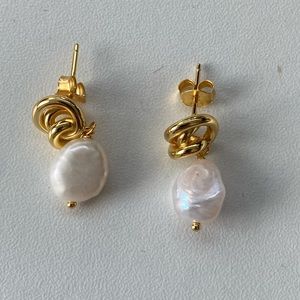 Caitlyn Minimalist Knot Pearl Drop Earrings